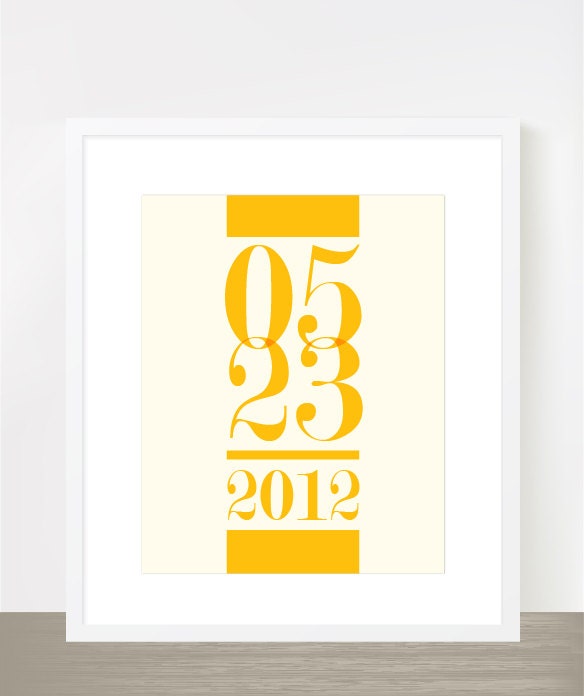 Yellow and cream - custom wedding anniversary engagement typography poster