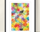 Geometric Art Poster illustration, Circles Triangles Wall Decor. Tangram Abstract Art. Modern Print A3, Geometric Shapes