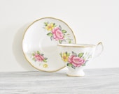 Vintage Bone China Floral Salisbury Teacup and Saucer Made in England
