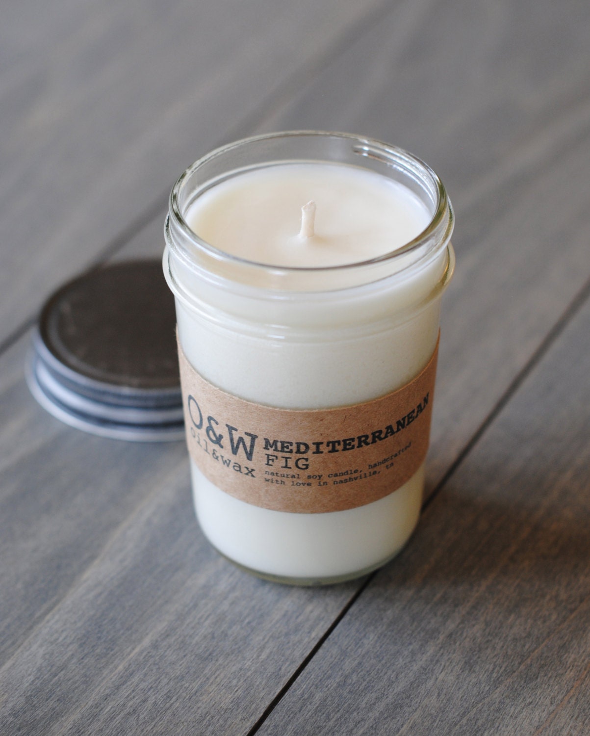 Mediterranean Fig, Natural Soy Candle in Reusable Glass Jar, eco-friendly