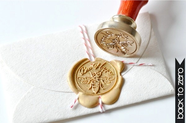 Bee Happy Gold Plated Wax Seal Stamp x 1