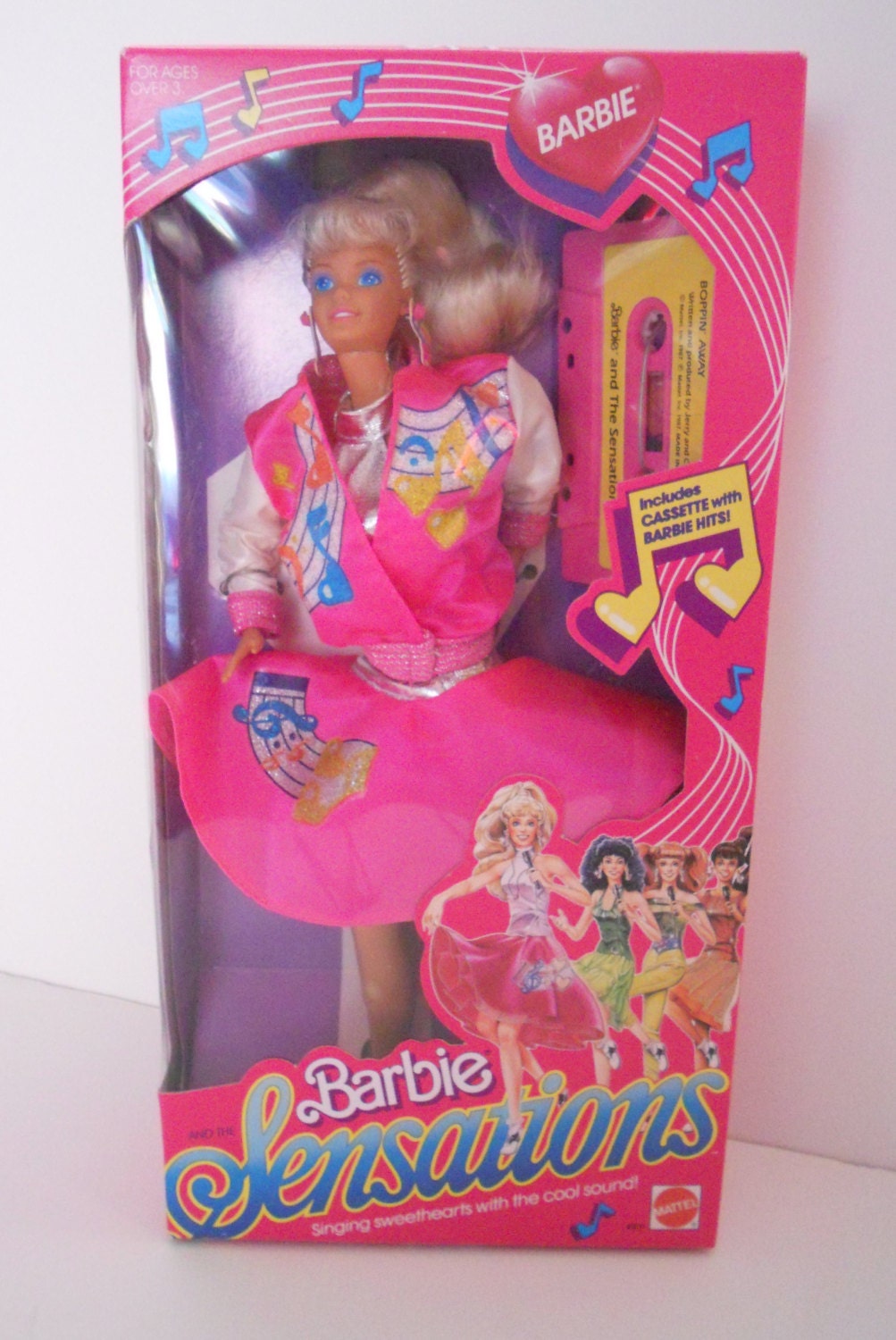 Vintage 80s Barbie New Old Stock in Box Barbie and the Sensations with Casette Tape Sparkly Pink Neon Mint Condition