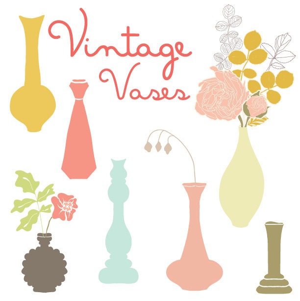vintage vases clip art vector file