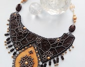Beaded and leather necklace "Palace schemer.",Jewelry Beadwork,  gift women, Statement.