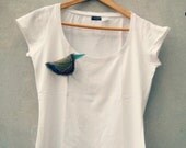 Fabric bird brooch -bird pin - fiber art accessories in natural colour