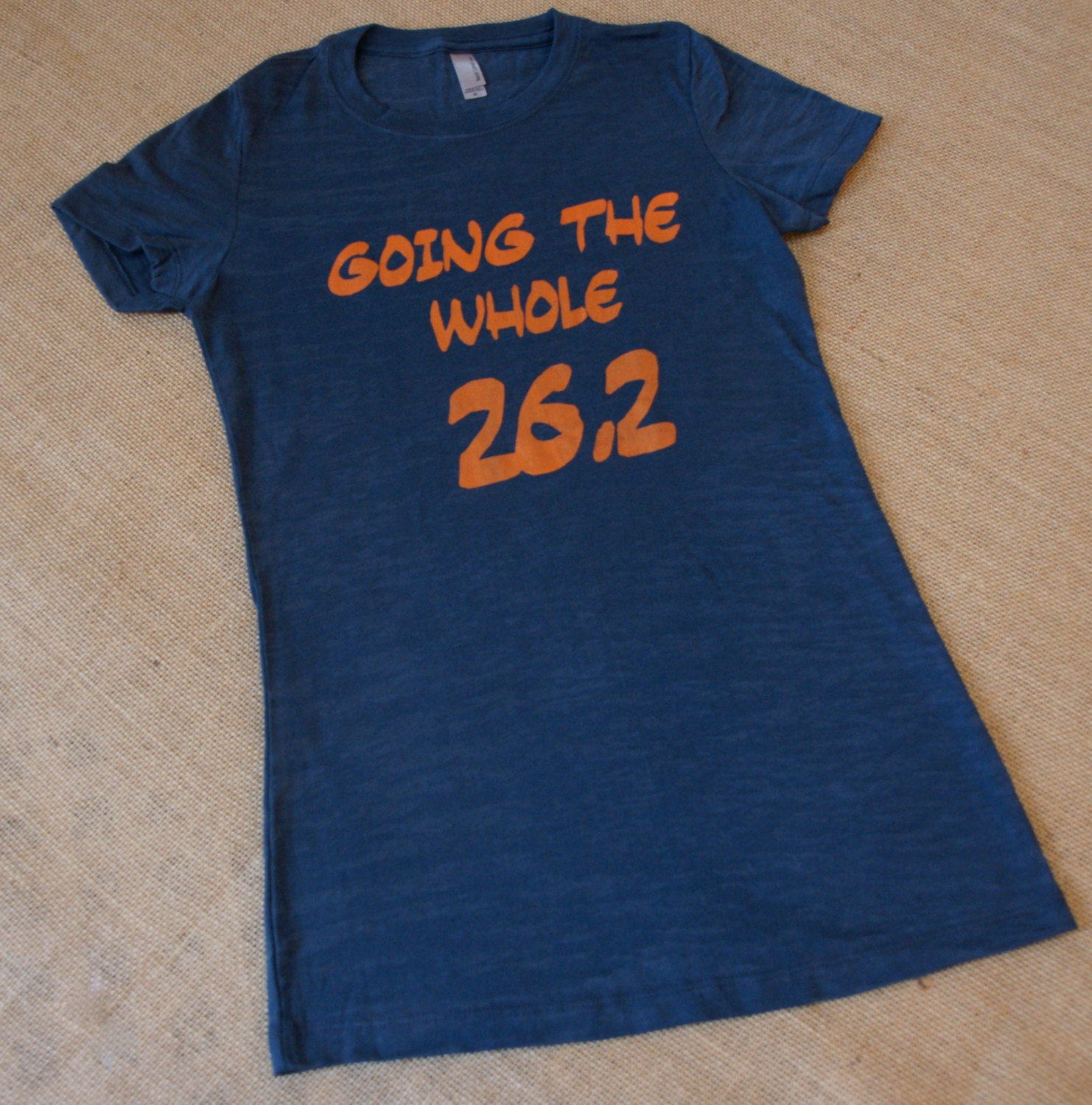 Going the Whole 26.2. Size S-2XL Tee. T-Shirt. Burnout. Fitted. Women. Workout. Fitness. Inspire. Quote. Marathon. Blue. Navy