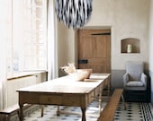 Handmade Black and White Paper Light Shade - Hanging Pendant Light, Entrance Hall Light, Elegant Lamp Shade