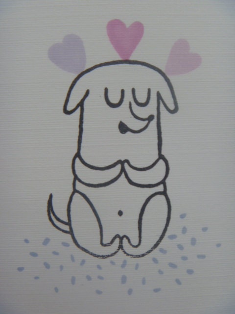 Yoga Love Dog Custom Handmade Stamp Greeting Card