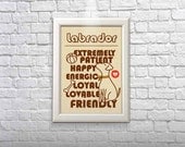 Labrador Personality poster dog poster nursery art home decor dog wall art digital art mix media illustration dog art print A4