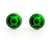 Green Lantern Cufflinks - Mens Superhero Cufflinks - Geek Gifts for Him - Comic Book Jewelry