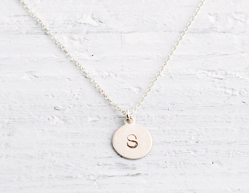 Sterling Initial Tag - custom letter engraved sterling silver necklace - personalized jewelry
