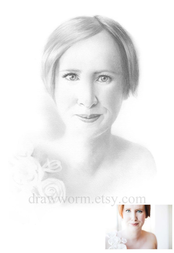 Custom bridal pencil portrait - 11x14