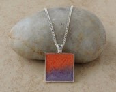 Orange and Purple Pendant, Resin Jewelry
