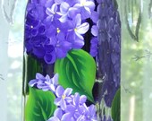 Oil Dispenser with Hand Painted Lilacs, Large