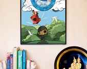 Castle in the Sky // Stained-glass Inspired Movie Poster Illustration // 12x18 Miyazaki and Ghibli Mosaic Art Print