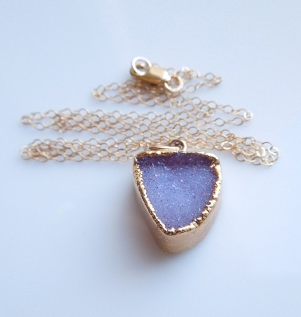 Drusy Necklace in Peony Purple, Lavender