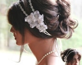 Bridal Headband, Wedding Head Piece, Crystal Headband, Lace Headband, Ribbon Flower Headband, Gold Headband, Silver Headband
