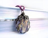 Pastel Silver Necklace - Wire wrapped Braided Pendant - Indian Jasper -Lavender Lilac Amethyst - Violet Teardrop - Woodland Fantasy Romantic - NurrgulaJewellery