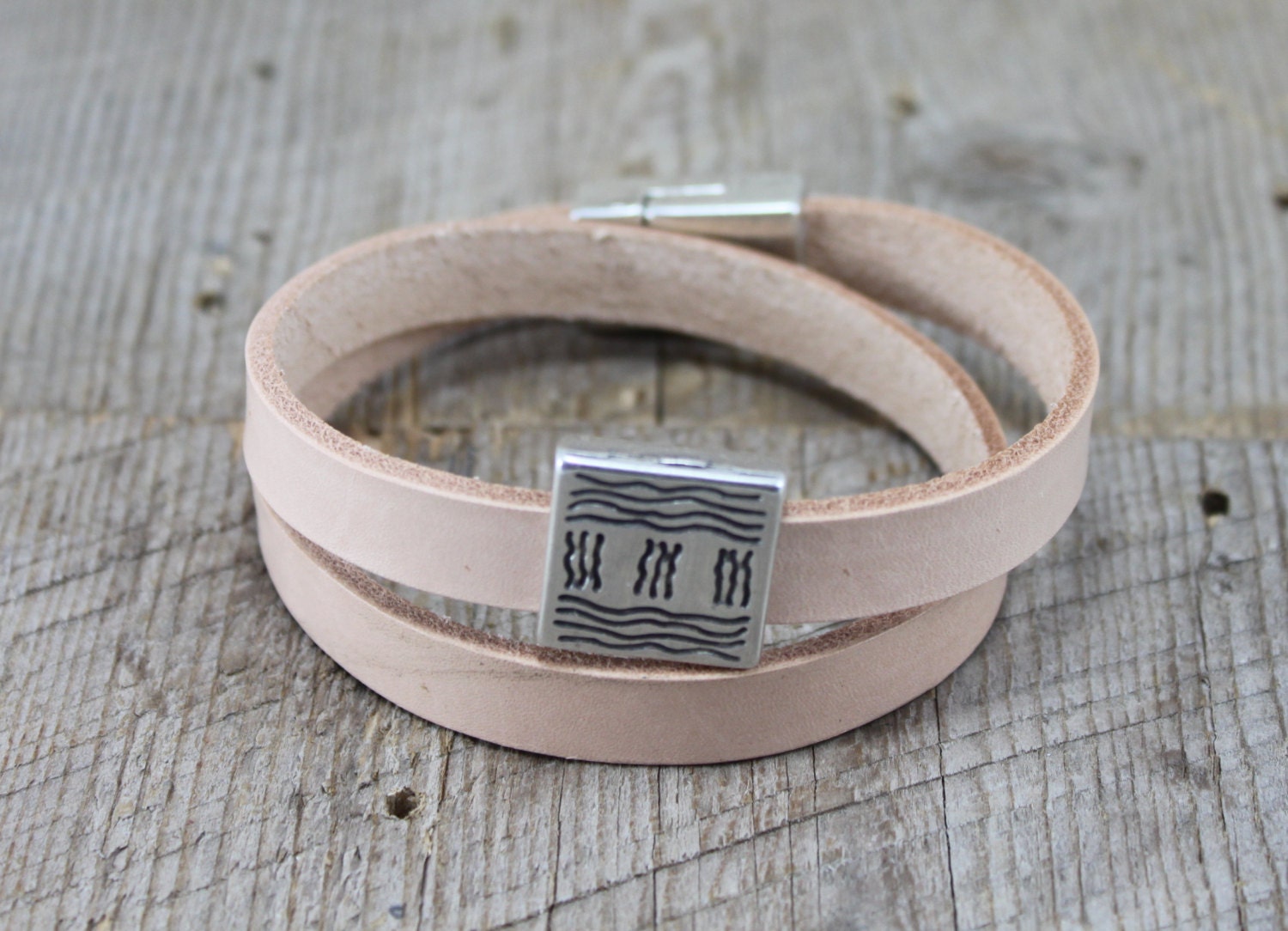 Natural Double Wrap Leather Bracelet