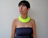 The triple braid necklace - handmade in neon yellow fabric