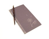 Hand Embroidered Japanese Notebook / Dandelion Flowers / Floral Notepad / Paper Embroidery / Purple Journal