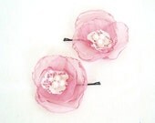 Bobby Pins Hair Accessories in Dusky Rose  Bride Bridesmaid Flower Girl Hair Accessory SET OF 2