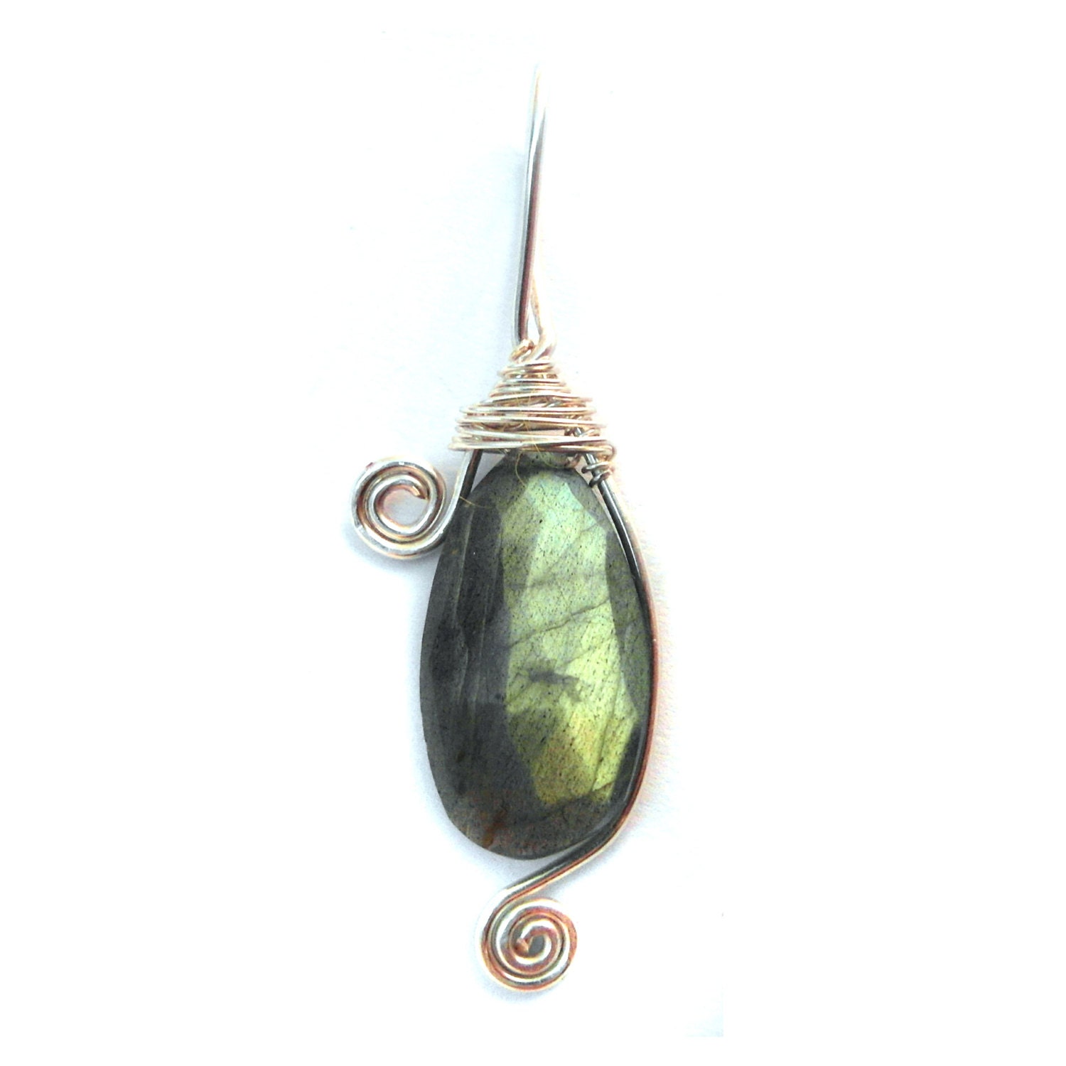 Mystic Labradorite Pendant Wire Wrapped with Silver - Gemstone Pendant