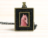 Big Bad Wolf. from Little Red Ridinh Hood story. original cameo necklace. miniature painting. pop surrealism lowbrow art by KarolinFelix