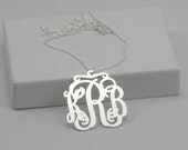 Sterling Silver Monogram Necklace - Personalized Bridesmaid Jewelry