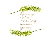 Rosemary Watercolor Painting Herb Painting Inspirational Quote Hand Lettering Typography Typographic Kitchen Print Garden Green Sepia Nature