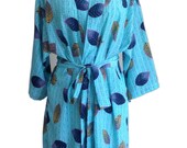 The lovely Bride Unique Kimono robes bridesmaids tiffany Blue and Leaves this will fit XS-L Size