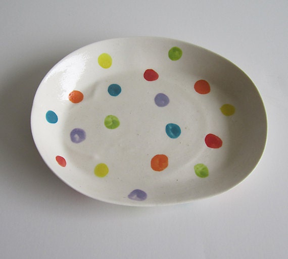 Polka dot small oval dish - davistudio