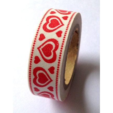 Red Hearts- Washi Tape -- single roll Il_570xn