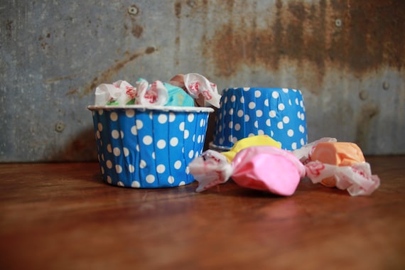 12 True Blue with White Dots Baking Cups -- Paper Nut Cups 3.5oz Il_570xn