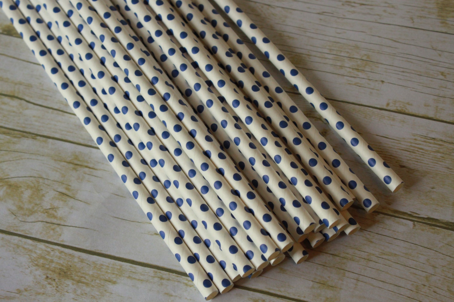 20 Navy Mini Dots Paper Straws -- Drinking Straws Il_570xn
