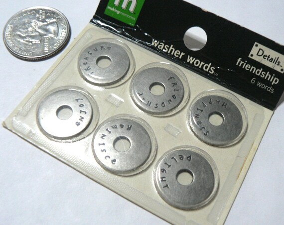 Washer Words Friendship Metal Art Charms Jewelry by extras on Etsy