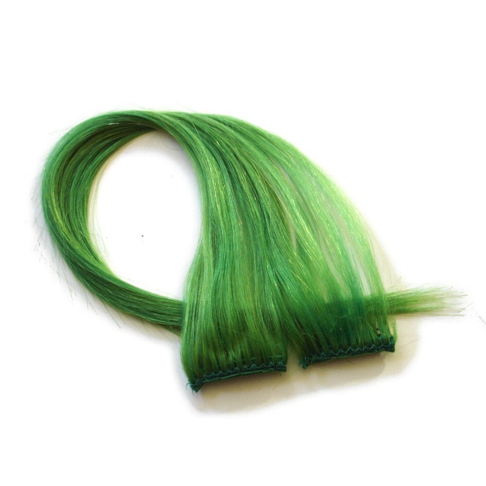 Acid Green Clip In Hair Extensions Bright Lime By Ikickshins