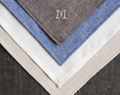 Groomsmen Wedding Set of Handkerchief / Pocket Squares with Custom Cross Stitch Monogram or Date - - MiniatureRhino