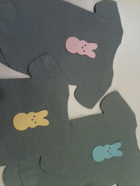 Pack of 30 baby shower snap shirt napkins in any color with candy bunnies. Boy or girl. Il_570xn