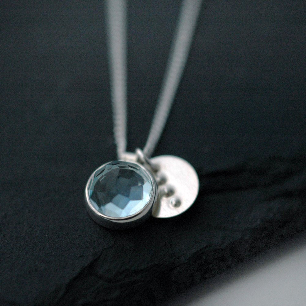 Rose Cut Sky Blue Topaz necklace