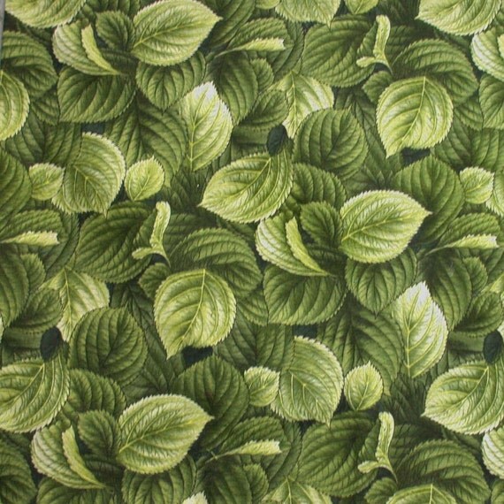 Green Leaves Cotton Print Fabric by cutemonkey on Etsy
