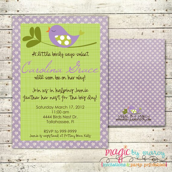 So Tweet doublesided Birdy Baby shower digital Invitation Il_570xn