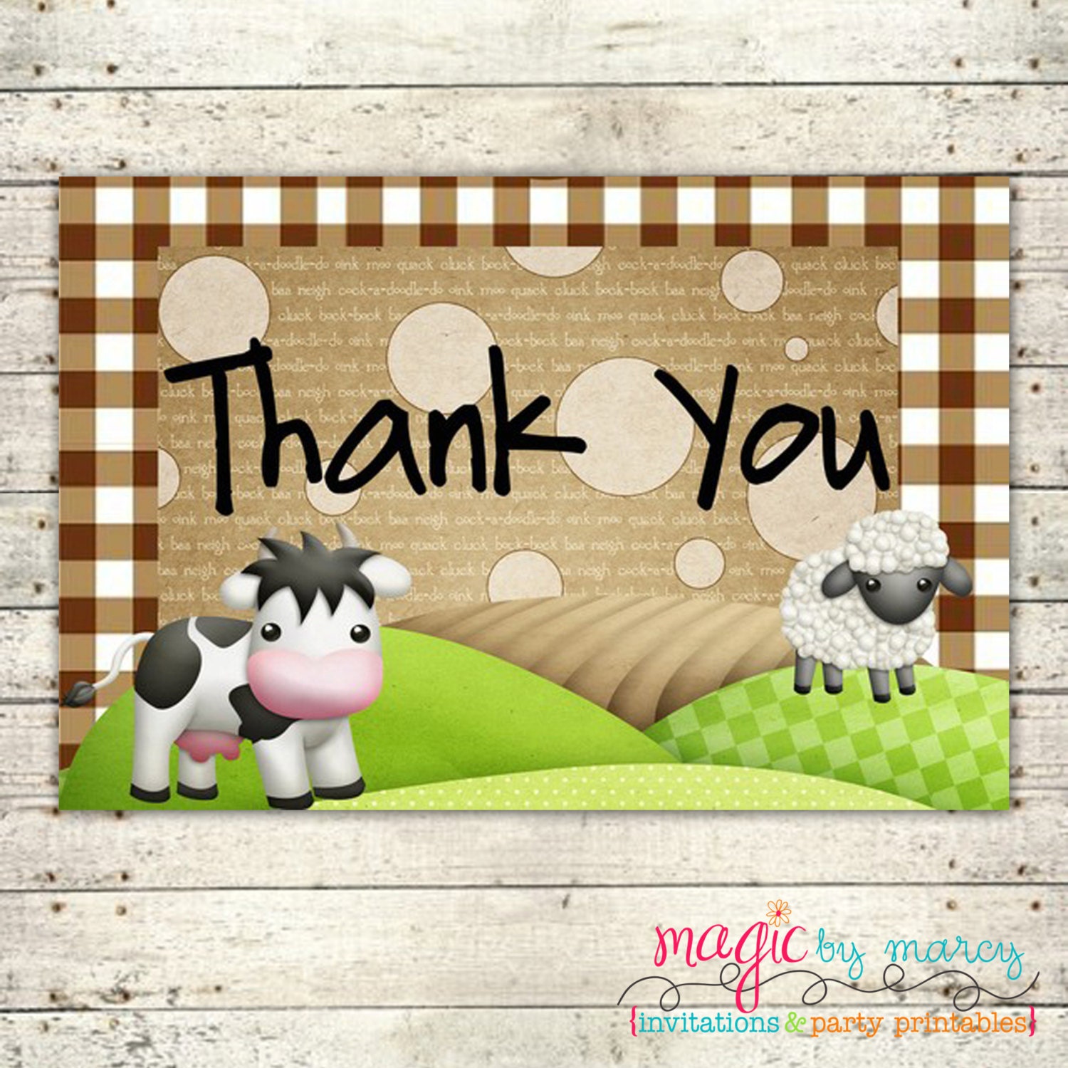 INSTANT DOWNLOAD 4X6 Farm themed Thank you notes Il_570xn