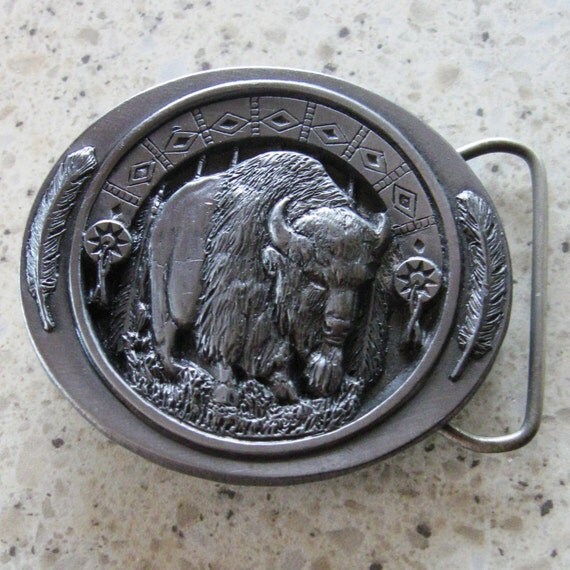 Vintage Belt Buckle Buffalo Pewter Buckles of by CinfulOldies