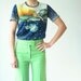 Vintage 70's Asian Garden Scene Blouse / Short Sleeve Crew Neck Shirt