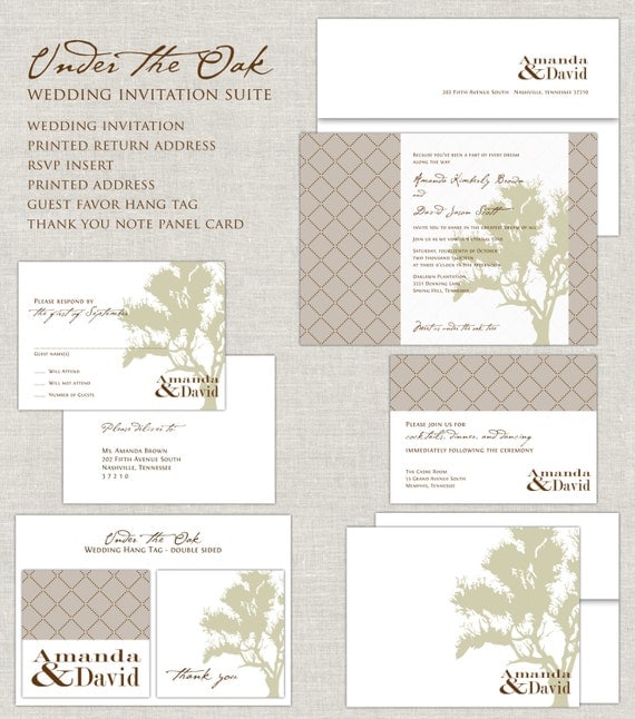 Oak Tree Wedding Invitations, Wedding Invites, Rustic Wedding Invitation, Sage, Monogram, Under the Oak Il_570xn
