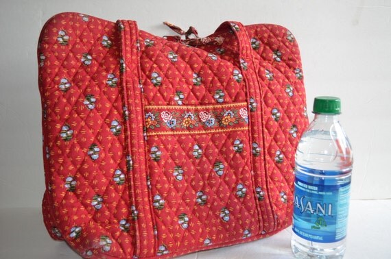 Vintage Vera Bradley Provincial Red floral print double zippers tote ... Vintage Vera Bradley Provincial Red floral print double zippers tote ...