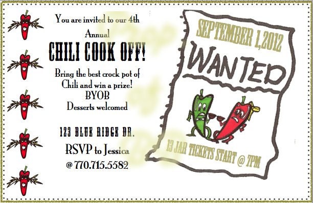 Printable Invitation For Chili Cookoff Party Invitations Ideas