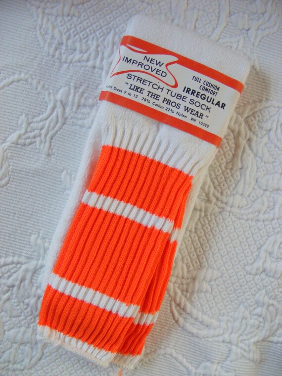 Items similar to VINTAGE Mens Tube Socks Orange Stripe on Etsy