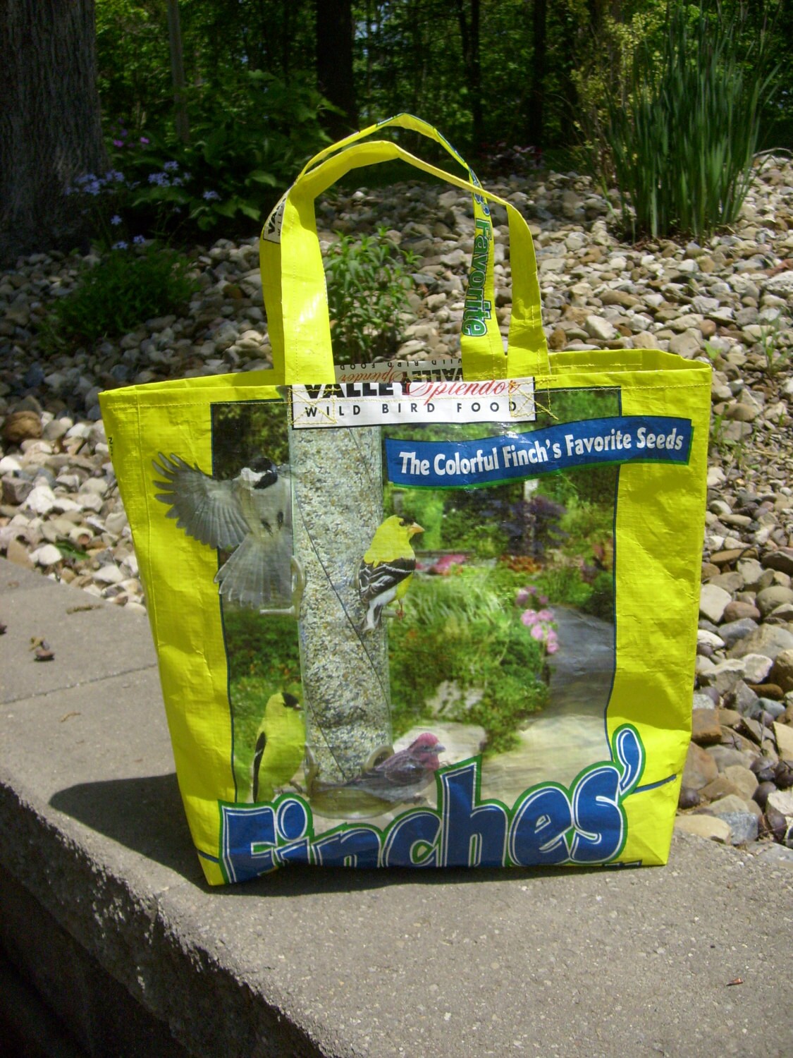 Recycled Yellow Finch Bird Feeder Bird Food Bag by frankcluck